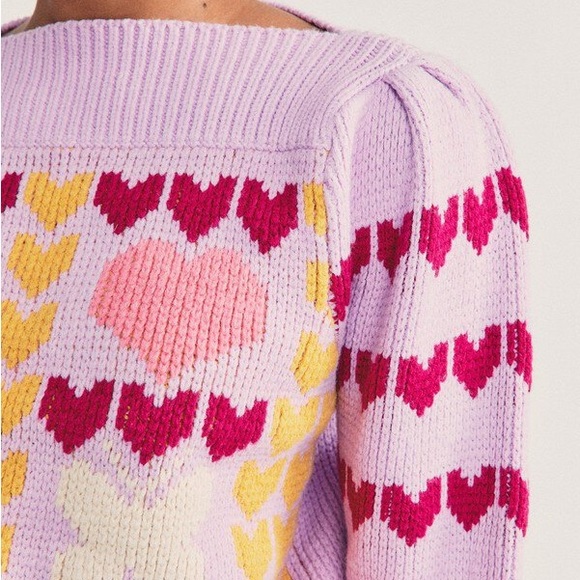 LoveShackFancy Multicolor Heart Pattern Sweater - Picture 2 of 10